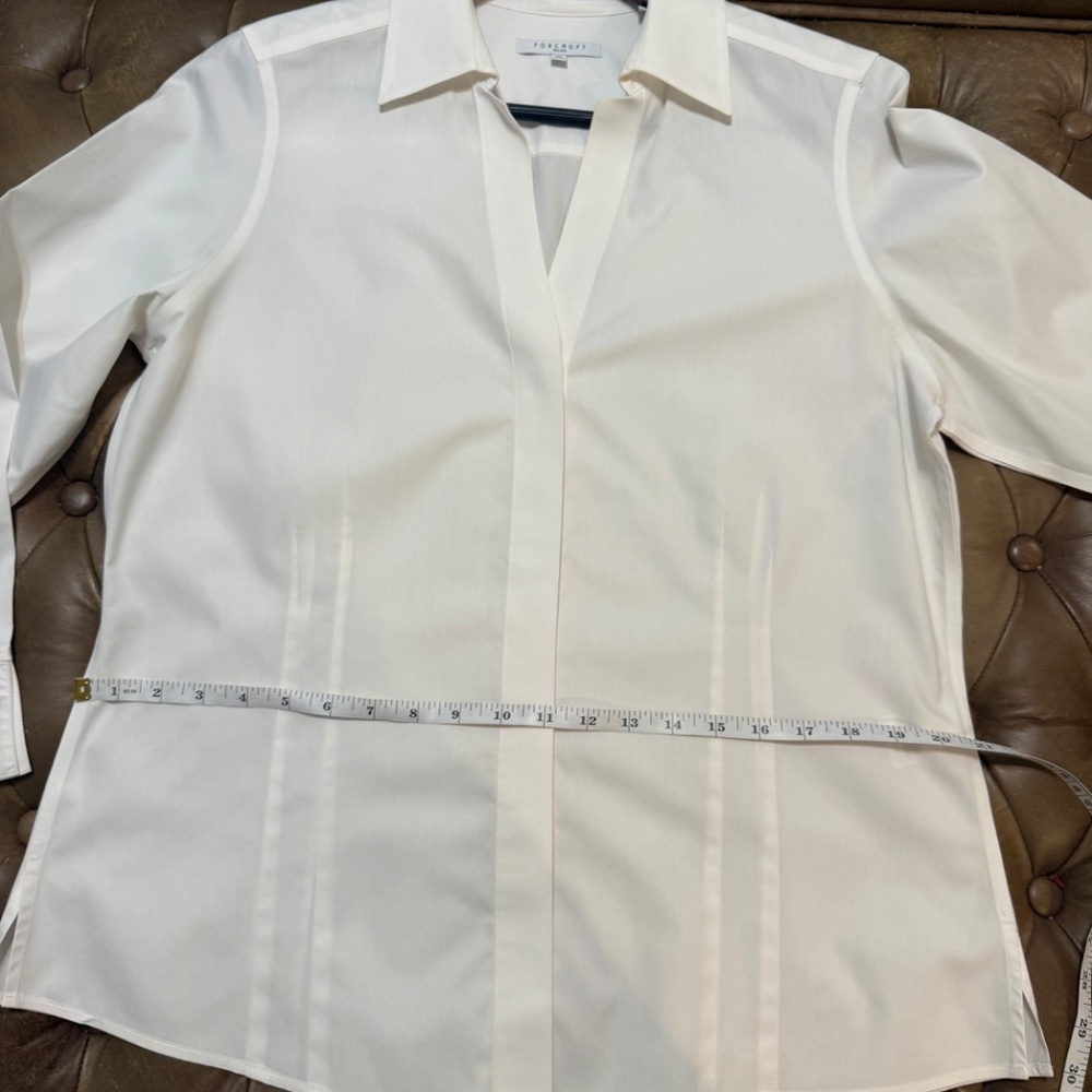Foxcroft Women Non-Iron Fitted White Button Up Shirt Size 14 Work Blouse - Picture 2 of 6